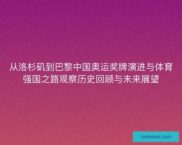 从洛杉矶到巴黎中国奥运奖牌演进与体育强国之路观察历史回顾与未来展望