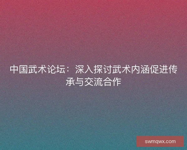 中国武术论坛：深入探讨武术内涵促进传承与交流合作